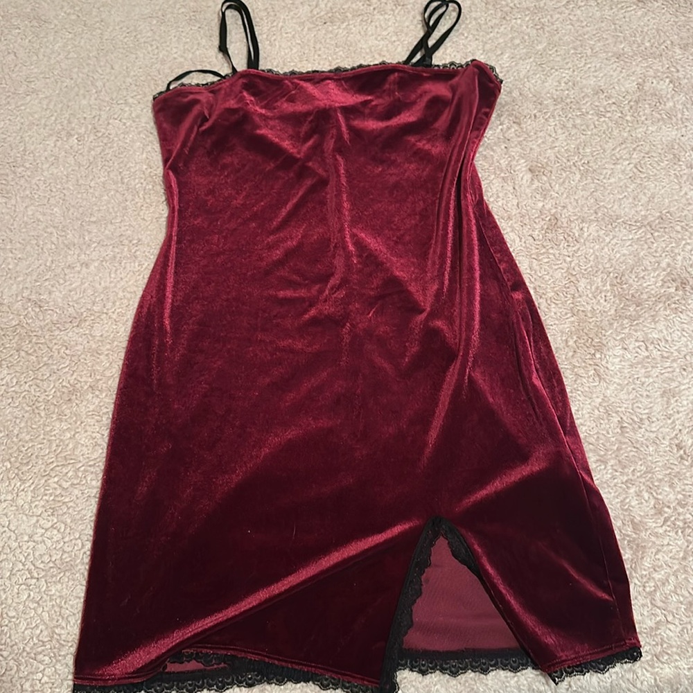 Burgundy velvet dress